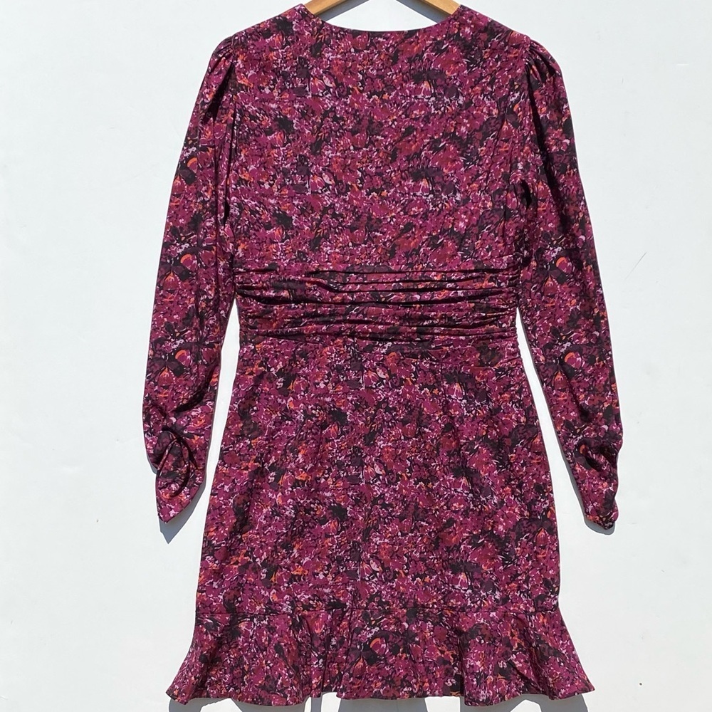 PARKER Women’s Alison Floral Long-Sleeve Ruffle Dress in Cranberry Multi Size 6 - Picture 11 of 12